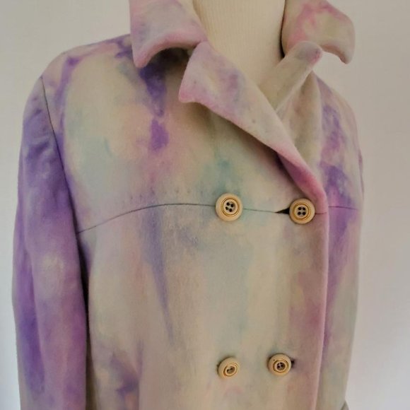 Cashmere pea Coat navy pink white ivory purple blue 10 12 14 16 Large plus - Picture 4 of 14